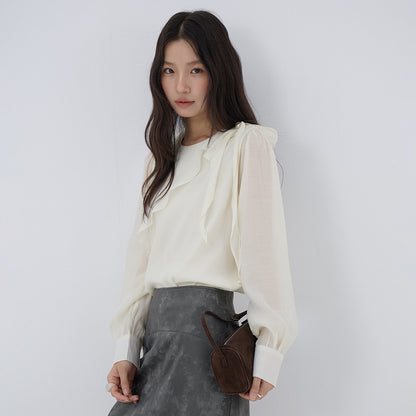 【LD3290】實拍法式釘珠蝴蝶結天絲雪紡襯衫251103