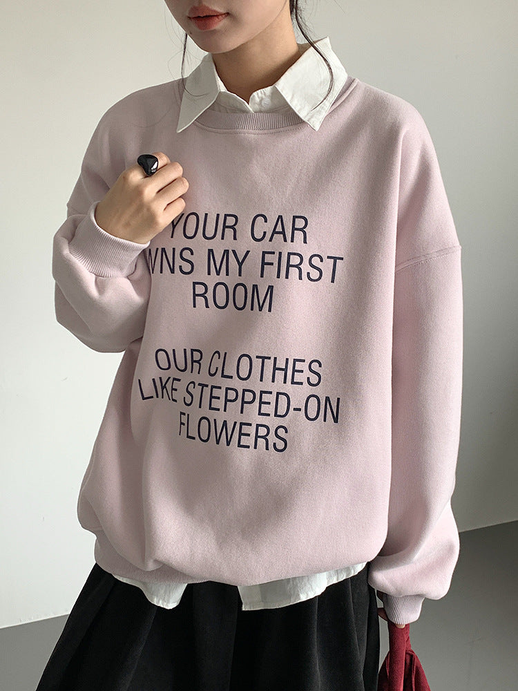 【LD11021】實拍加絨加厚印花寬鬆情侶裝衞衣251110