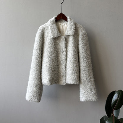 【Y8722】實拍高質感白鴨絨羊毛小香羊羔毛外套（白鴨絨90%)251106