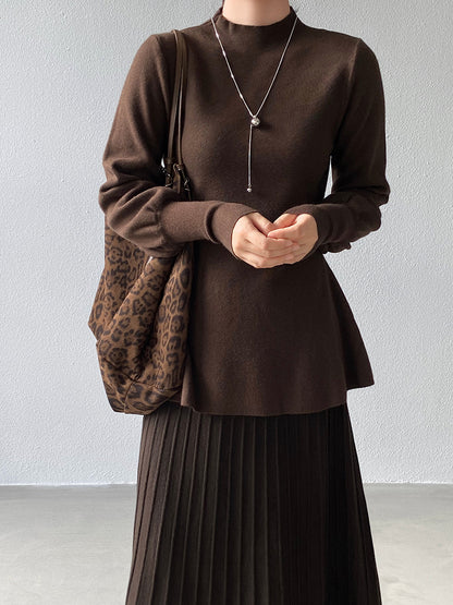 【cimz6652】實拍氣質半高領/V領燈籠袖極簡氣質針織衫251128