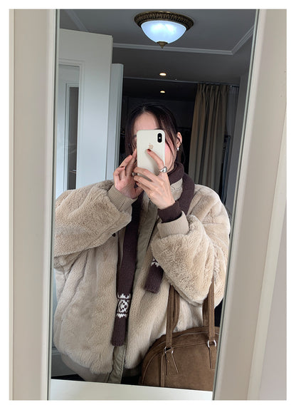 【H5526】實拍兩面穿|絨毛加厚棉服風衣外套251125