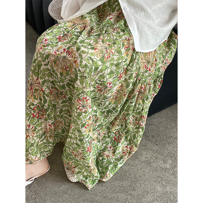 【cim26023】春日清新氧氣感🍃韓系多巴胺綠色碎花百搭高腰長裙260326