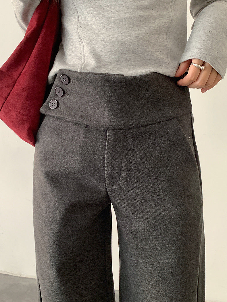 【LD11048】實拍S~XL秋冬毛呢厚款高腰直筒褲251202