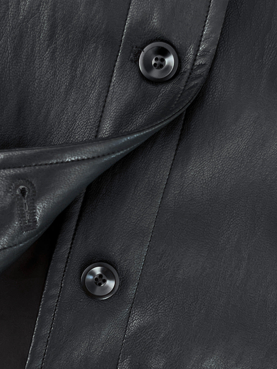 【cimz1667】實拍個性復古黑色工裝皮衣外套251120