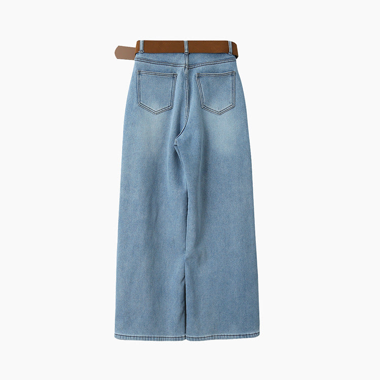 【LD11010】實拍S~XL復古加絨加厚高腰直筒牛仔褲251110