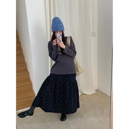 【H5490】實拍日系清新小碎花鬆緊腰長裙（棉）251109