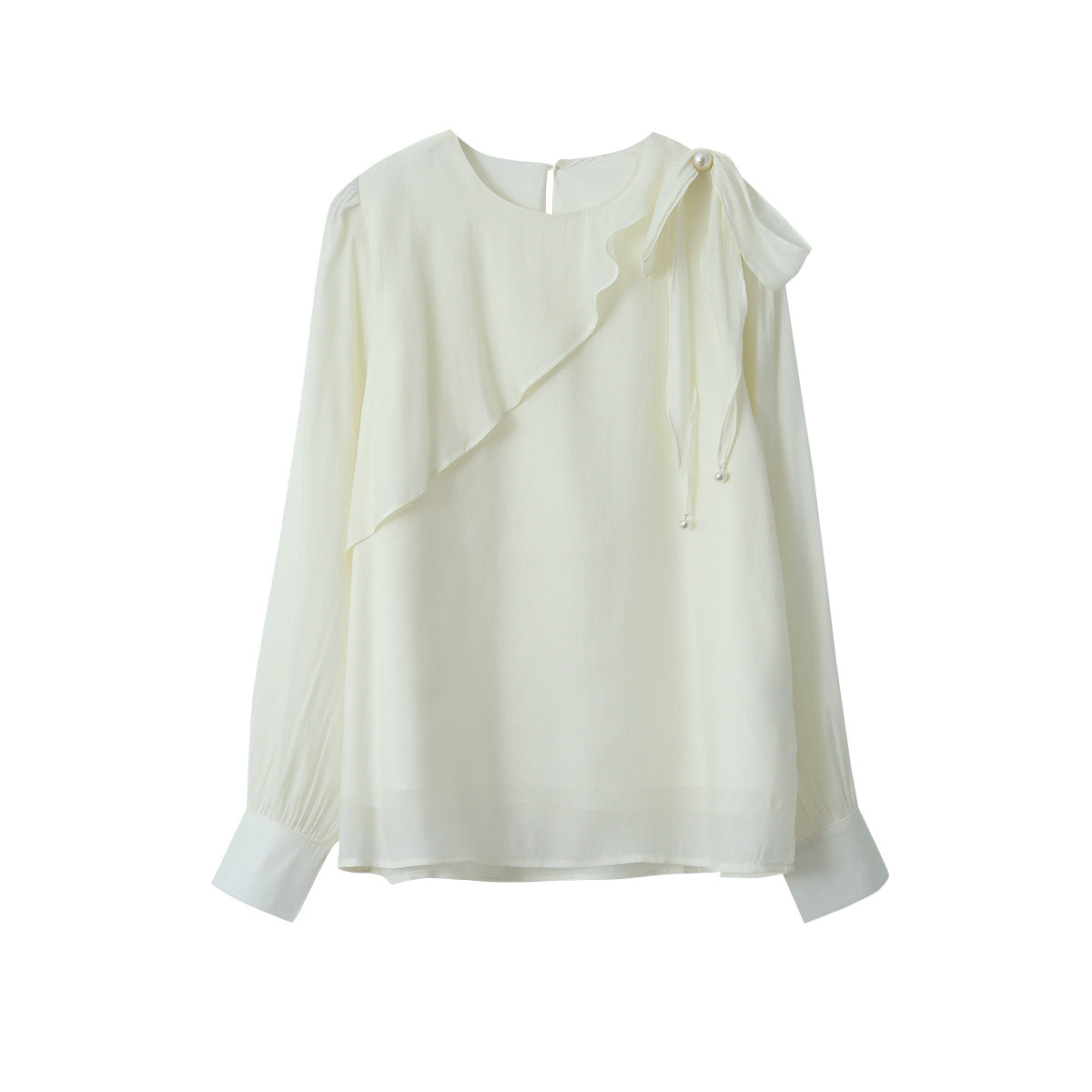 【LD3290】實拍法式釘珠蝴蝶結天絲雪紡襯衫251103