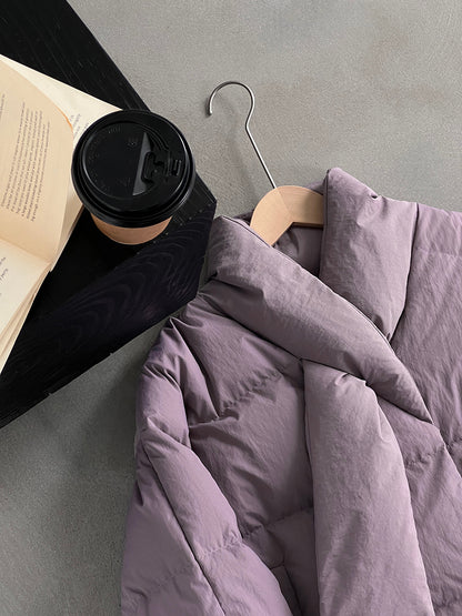 【cimz6385】實拍氣質芋色保暖白鴨絨外套＋圍脖（白鴨絨90)251120