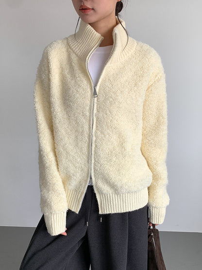 【LD11015】實拍雙頭拉鍊毛絨半高領加厚針織毛衣外套251110