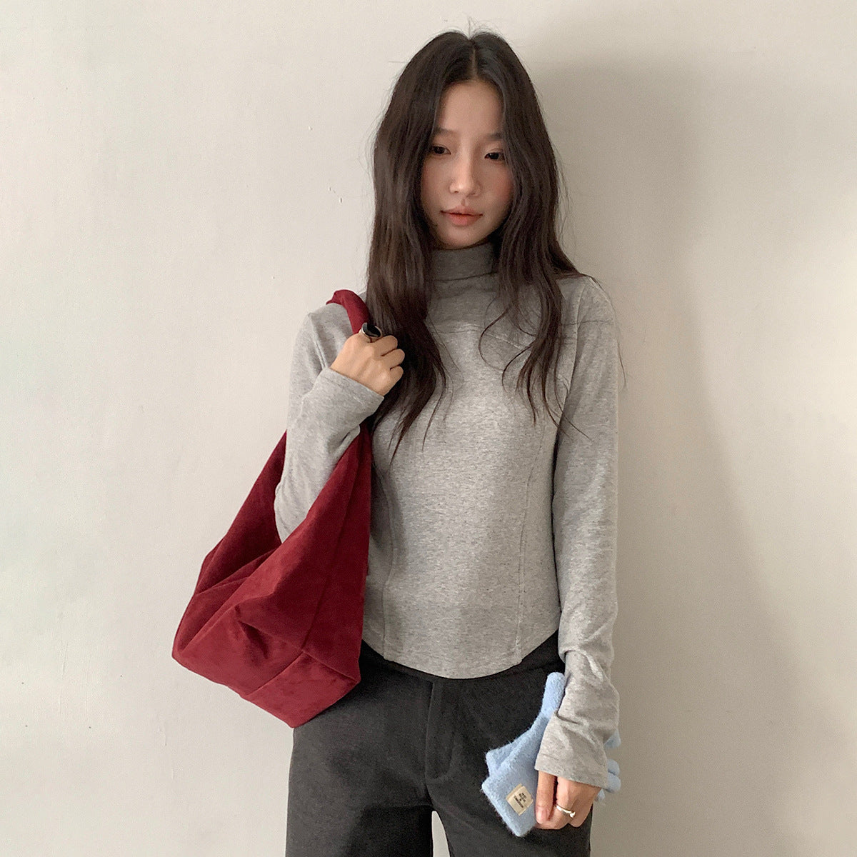 【LD11041】實拍羊绒簡約高領長袖T恤251202