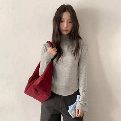 【LD11041】實拍羊绒簡約高領長袖T恤251202