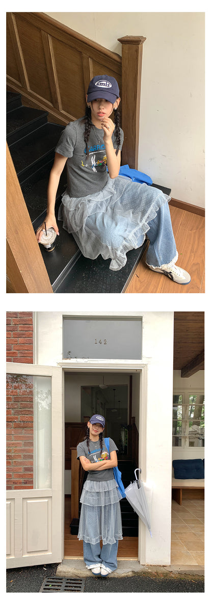 【H5263】實拍韓系氛圍感外穿蕾絲透視蛋糕紗裙250513