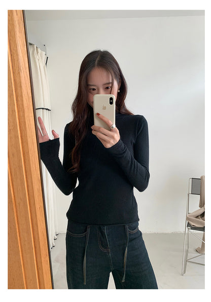 【H5481】實拍基礎6色堆堆領毛針織T恤251109