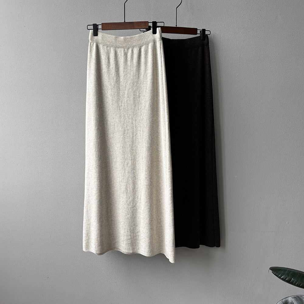 【YP682】 實拍高腰軟糯垂感針織長裙251023