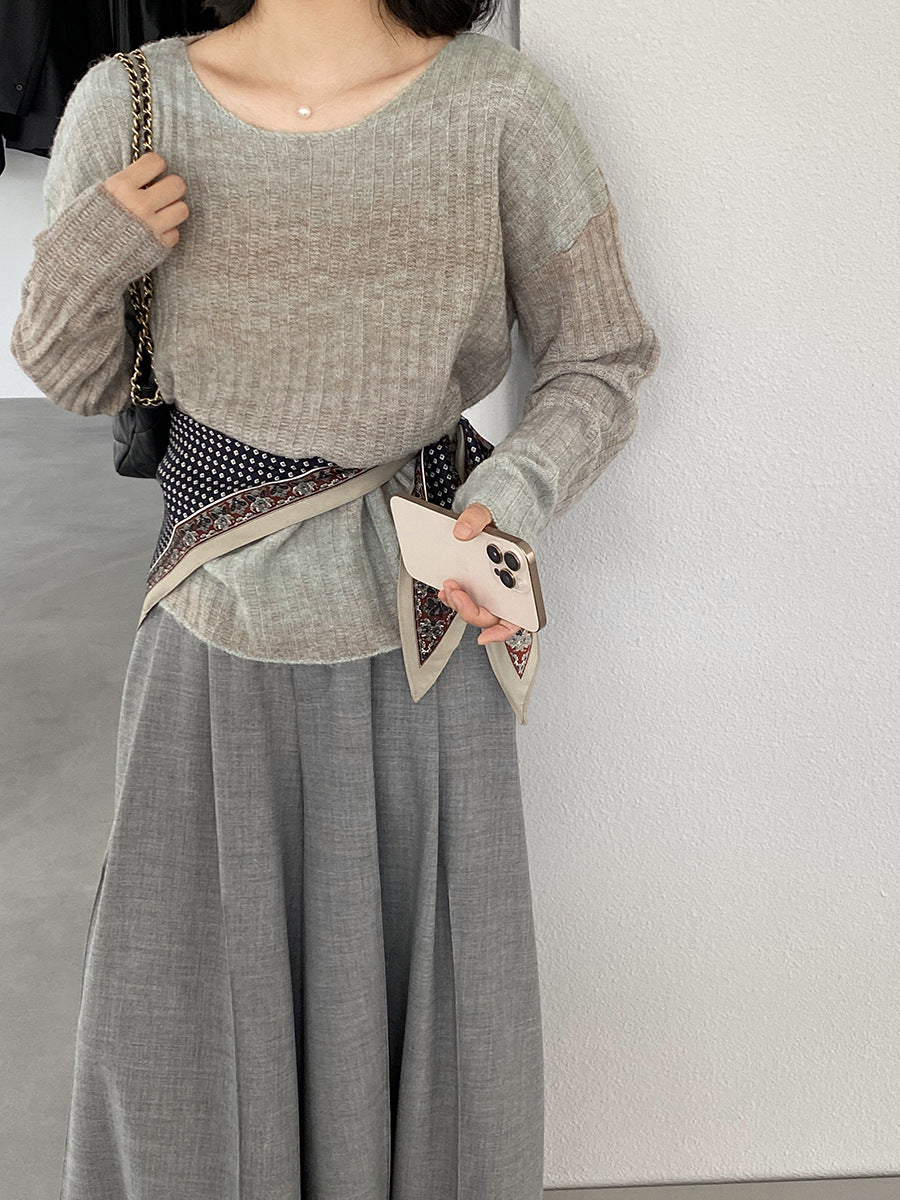 【cim0679】實拍韓國彩虹漸變長袖針織衫（羊毛11%)251114