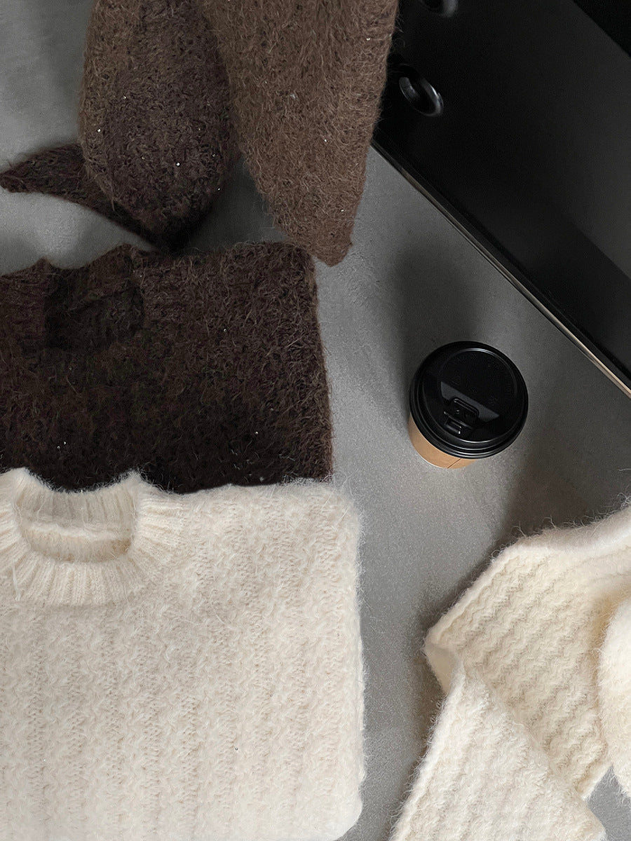 【cimz0672】實拍細緻閃亮針織毛衣+圍巾251128