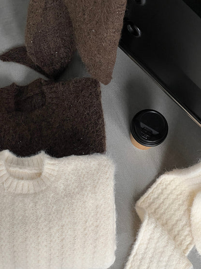 【cimz0672】實拍細緻閃亮針織毛衣+圍巾251128