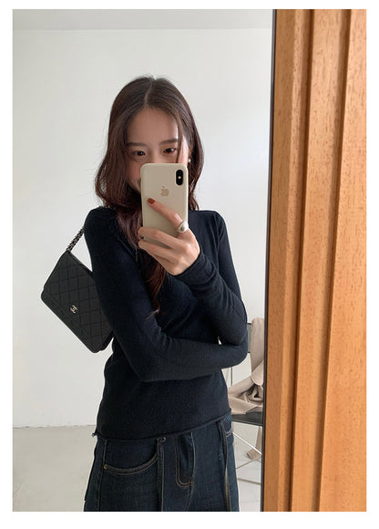 【H5481】實拍基礎6色堆堆領毛針織T恤251109