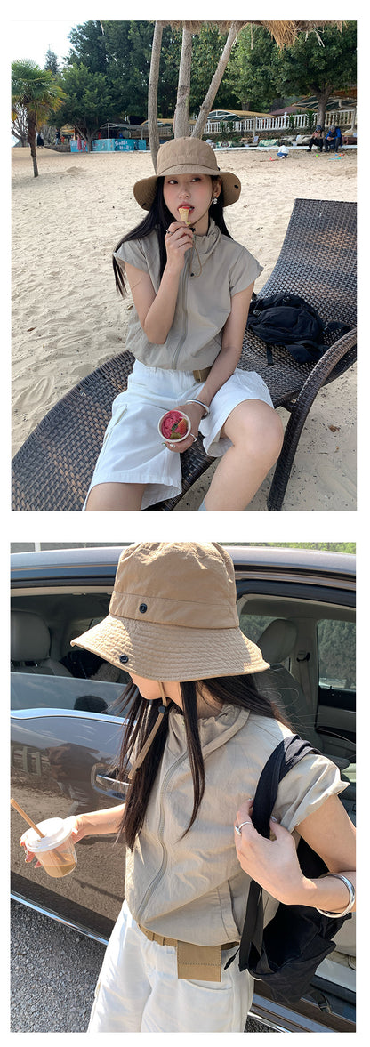 【H5136】實拍夏季工裝率性立領雙頭拉鍊外套上衣250324