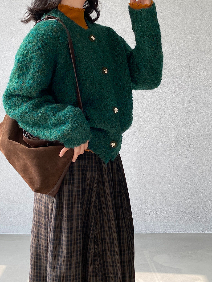 【cimz1391】實拍毛茸茸可愛羊毛針織毛衣開衫（羊毛14%)251201