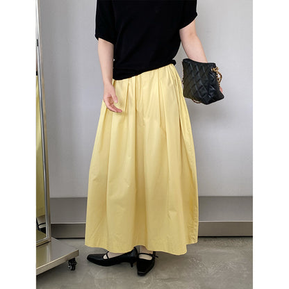 【cimz1815】實拍日系慵懶氛圍感✨百搭壓褶氣球花苞廓形長裙260409