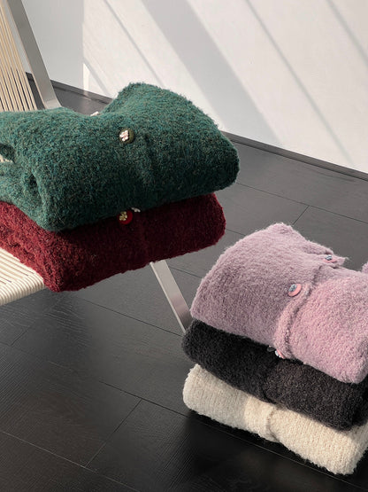 【cimz1391】實拍毛茸茸可愛羊毛針織毛衣開衫（羊毛14%)251201