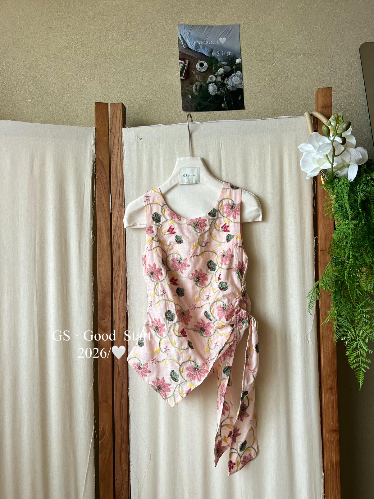 【L818W】甜美初戀少女感✨精緻重工刺繡不規則修身無袖背心260518