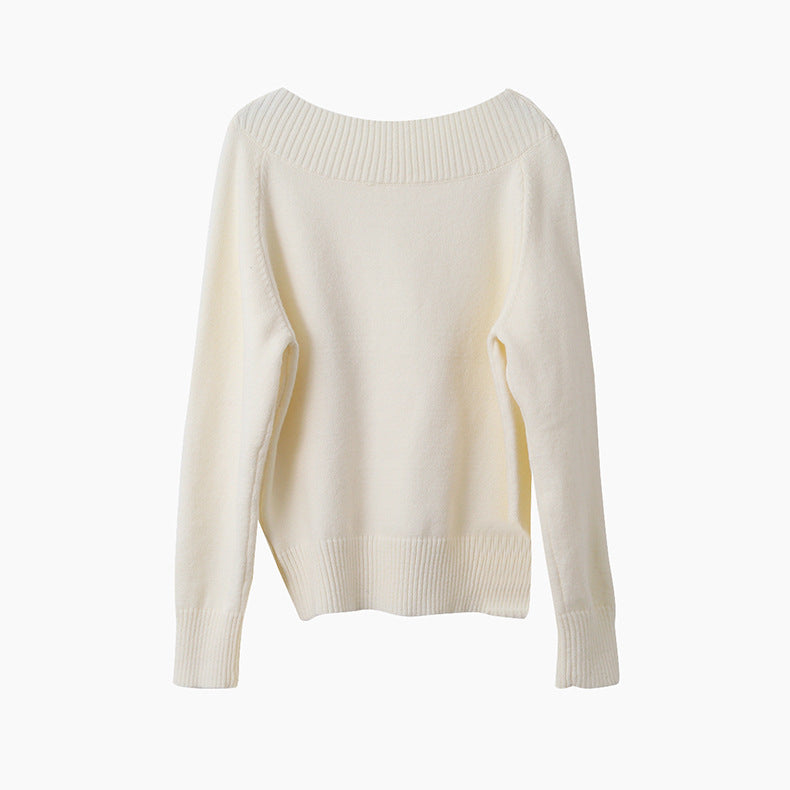 【LD11062】實拍慵懶高級感北極融針織毛衣（可拉一字肩）251209