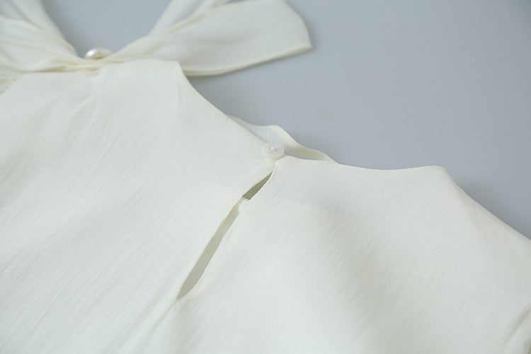 【LD3290】實拍法式釘珠蝴蝶結天絲雪紡襯衫251103