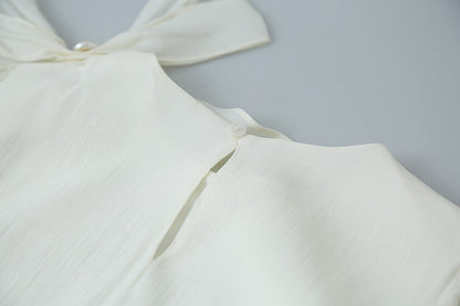 【LD3290】實拍法式釘珠蝴蝶結天絲雪紡襯衫251103