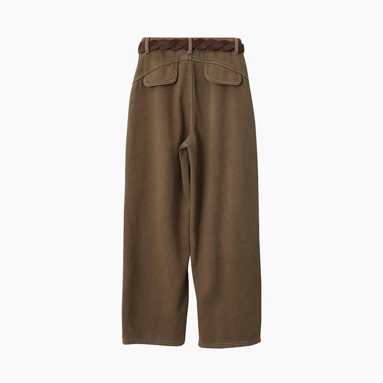 【LD11020】實拍S~XL加絨加厚復古水洗做舊彎刀闊腿牛仔褲251110