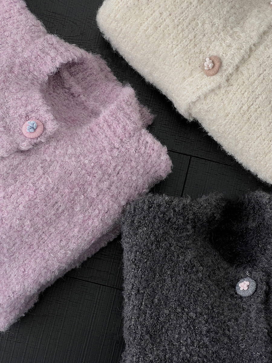 【cimz1391】實拍毛茸茸可愛羊毛針織毛衣開衫（羊毛14%)251201