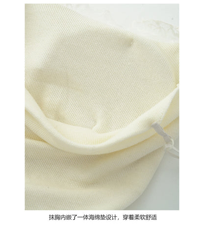 【H530047】實拍早春針織蕾絲側腰皺摺背心(含胸墊）-sale