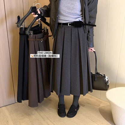 【L1177】實拍檸檬秋冬毛呢星空紋顯瘦百褶裙+腰包251117