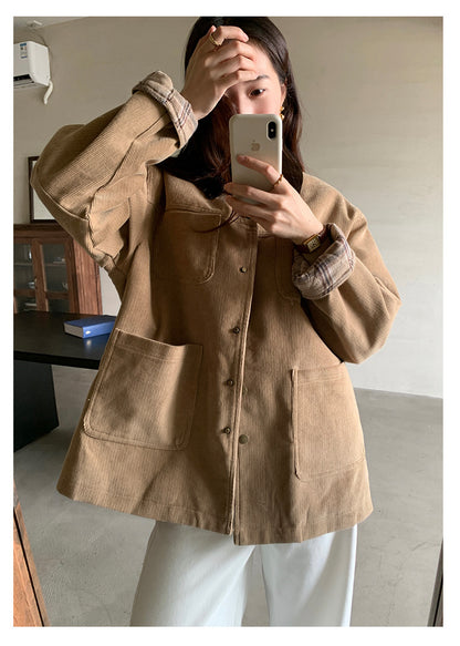 【H5500】實拍 復古燈芯絨加厚夾棉大衣外套251118