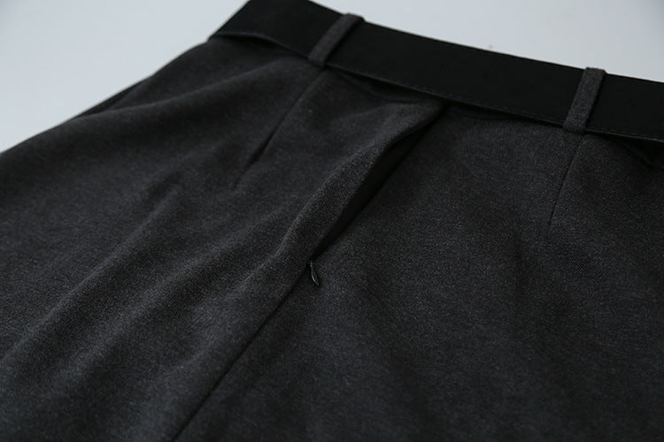 【LD3300】實拍S~XL韓版高腰顯瘦毛呢A字裙＋腰帶251103