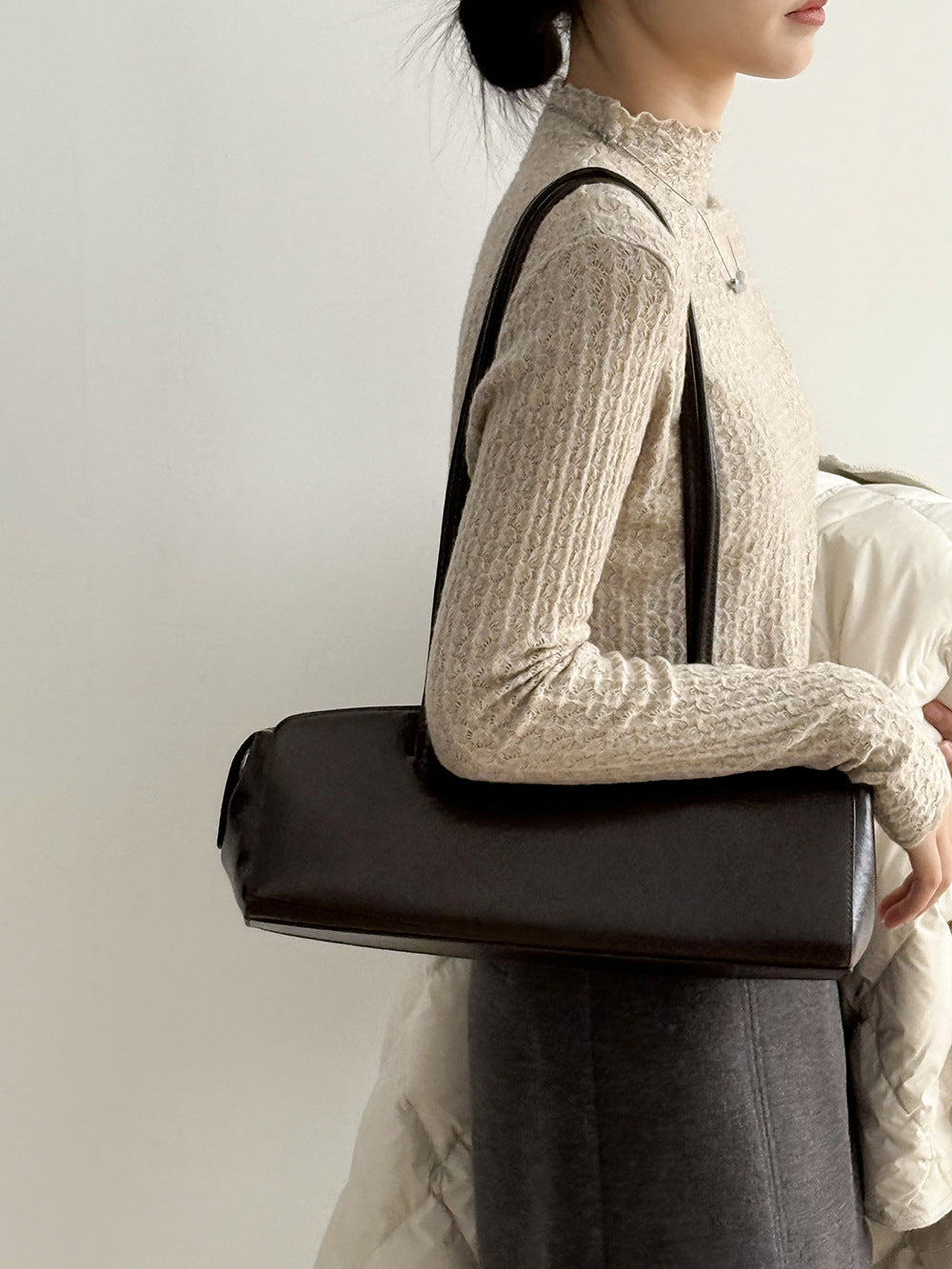 【Y312】實拍高單質感鏤空蕾絲半高領針織衫251106