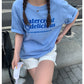 【H6864】實拍韓國簡約寬鬆印花棉質T恤230505