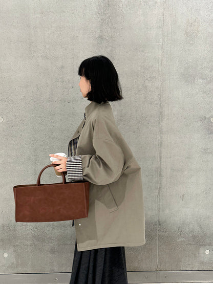 【cim1228】實拍韓國高級天絲棉雙面可穿黑白格風衣外套251030