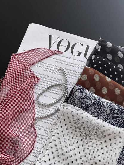 【cimzW807】 法式复古高级感絲巾髮帶綁脖多用途絲巾260319