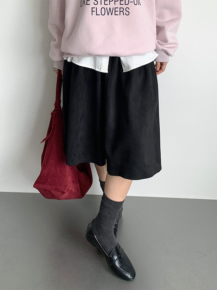 【LD11016】實拍冬季復古麂皮絨A字裙251110