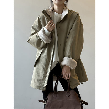 【Y82650】實拍立領帥氣內裡羊羔毛工裝外套251016