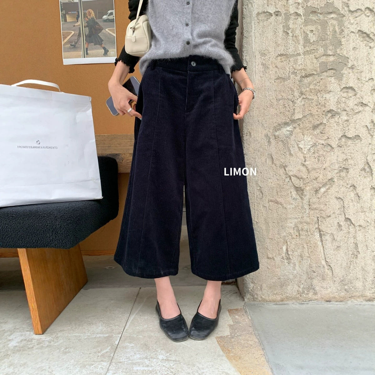 【L11197】檸檬家復古質感・燈芯絨鬆緊腰休閒寬褲260916