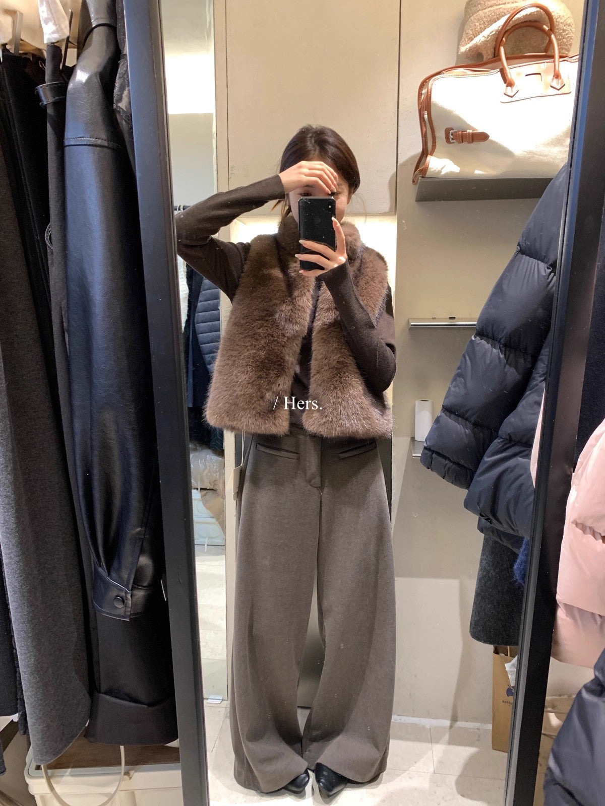【L92540】實拍Hers秋冬韓系簡約磨毛呢顯瘦直筒闊腿西裝褲251215