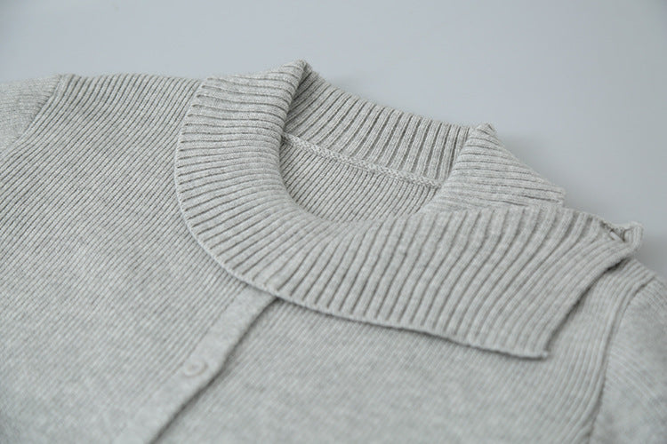 【LD11002】實拍秋冬法式設計感斜領針織毛衣外套251110