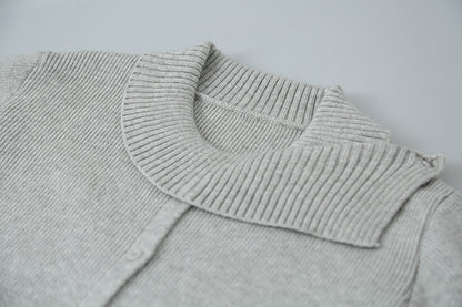 【LD11002】實拍秋冬法式設計感斜領針織毛衣外套251110