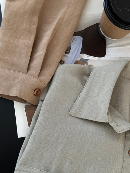 【cim6112】實拍韓國法式氣質天絲亞麻長袖襯衫251030