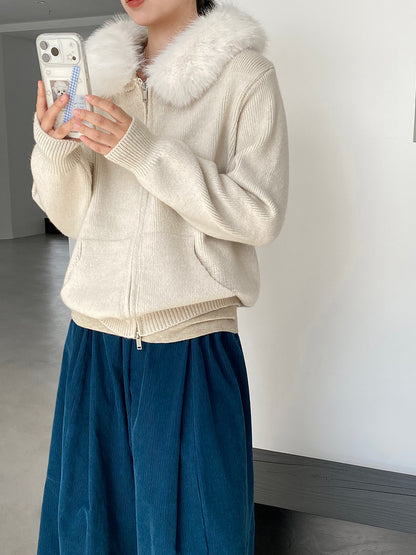 【cimz8321】實拍可拆卸毛領連帽拉鍊毛衣外套251128