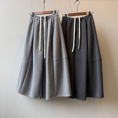 【Y82678】 實拍鬆緊腰抽繩顯瘦闊腿九分褲裙251023