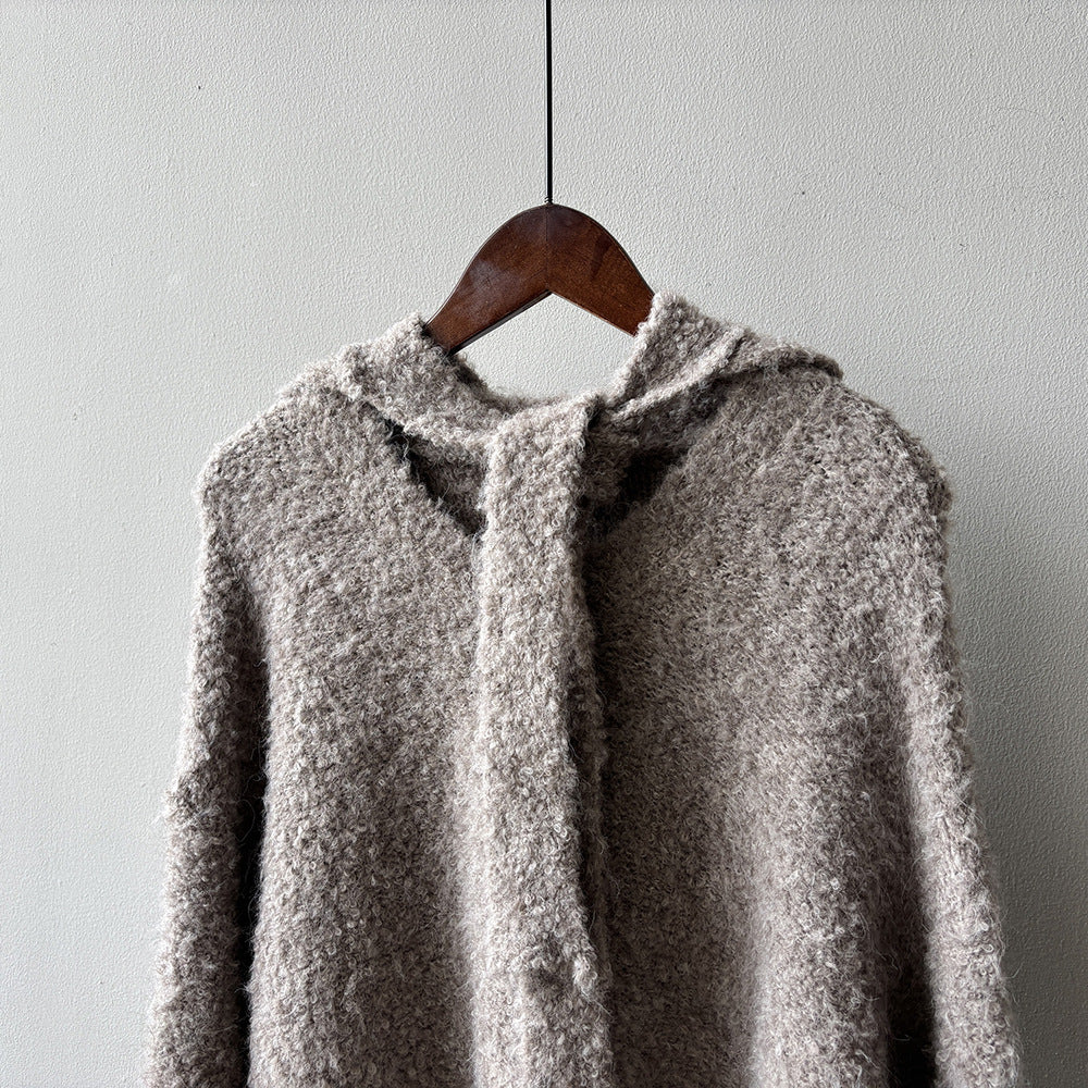 【YK259】實拍冬季慵懒奶呼呼針織毛衣+可拆卸披肩帽子(羊毛12%)251113